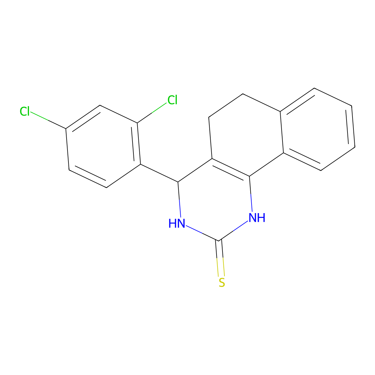 4-(2,4-dichlorophenyl)-3,4,5,6-tetrahydrobenzo[h]quinazoline-2(1H)-thione molecular structure, CAS 667908-57-8