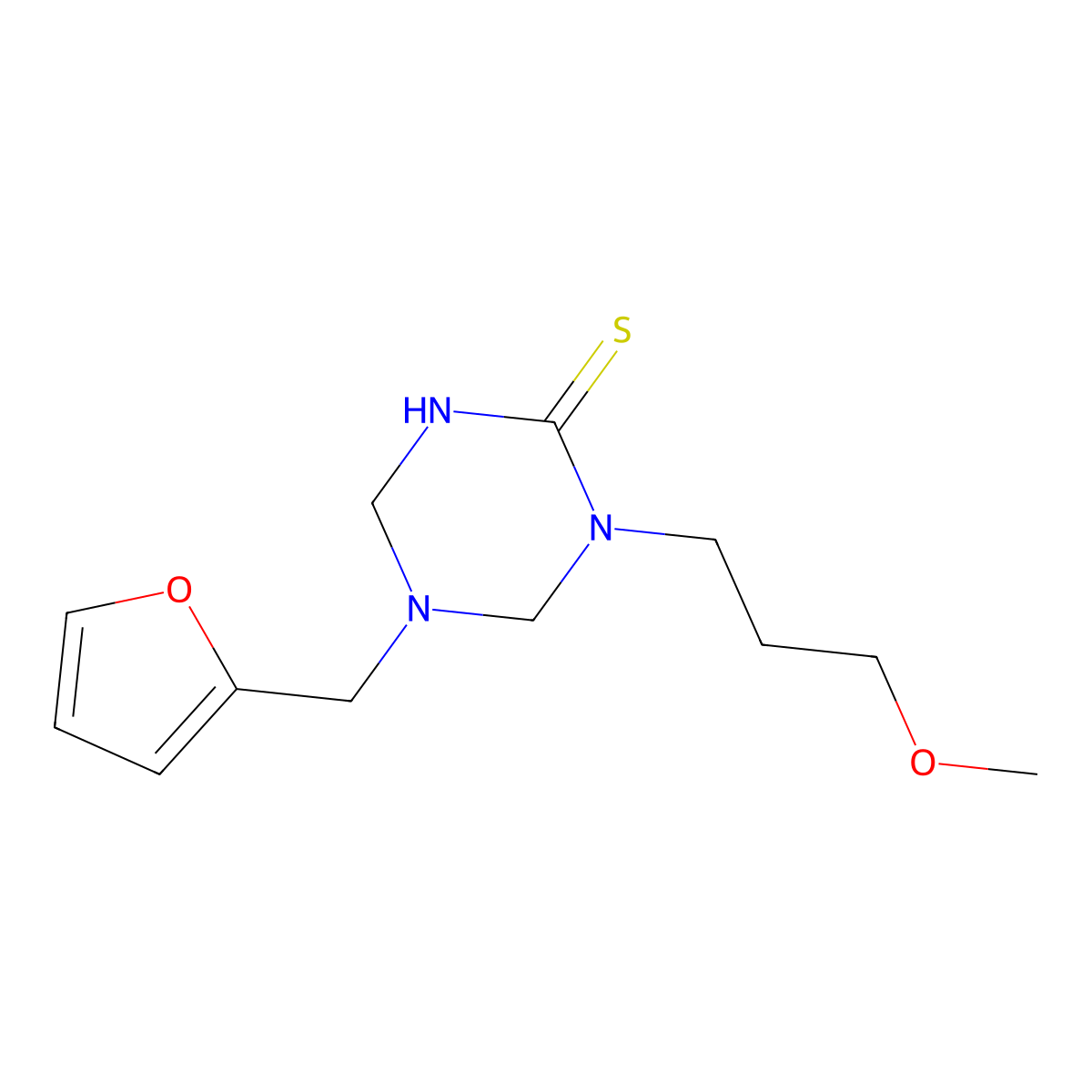 5-(2-Furylmethyl)-1-(3-methoxypropyl)-1,3,5-triazinane-2-thione molecular structure, CAS 667908-60-3