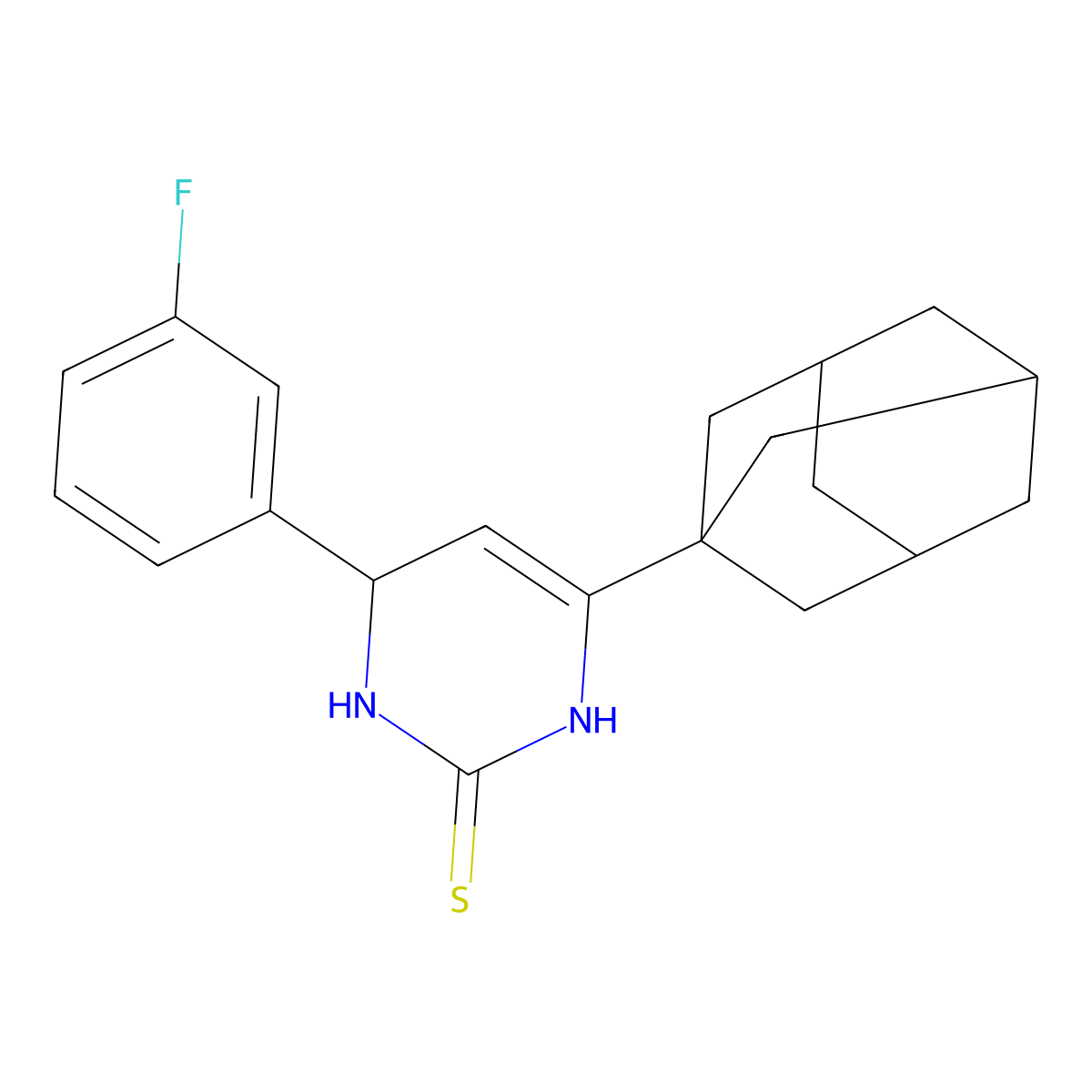 6-(1-adamantyl)-4-(3-fluorophenyl)-3,4-dihydro-1H-pyrimidine-2-thione molecular structure, CAS 667908-62-5