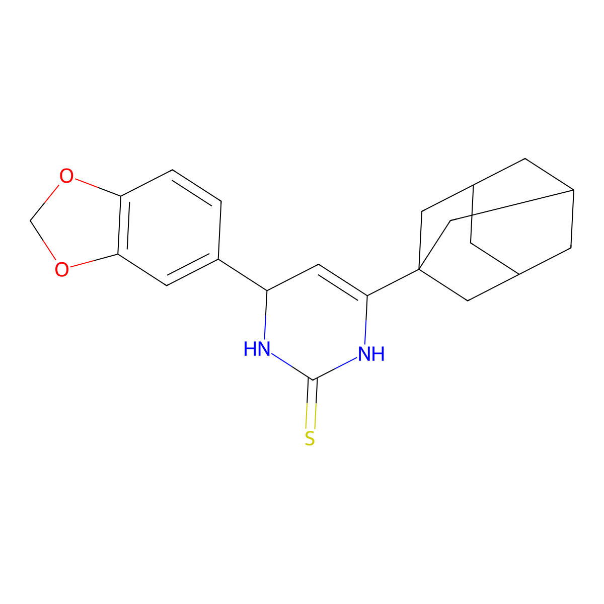 6-(1-adamantyl)-4-(1,3-benzodioxol-5-yl)-3,4-dihydro-2(1H)-pyrimidinethione molecular structure, CAS 667908-63-6
