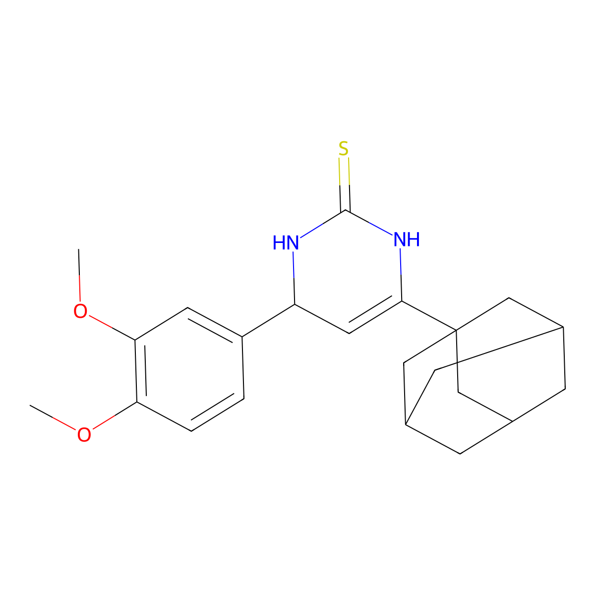 6-(1-adamantyl)-4-(3,4-dimethoxyphenyl)-3,4-dihydro-2(1H)-pyrimidinethione molecular structure, CAS 667908-64-7