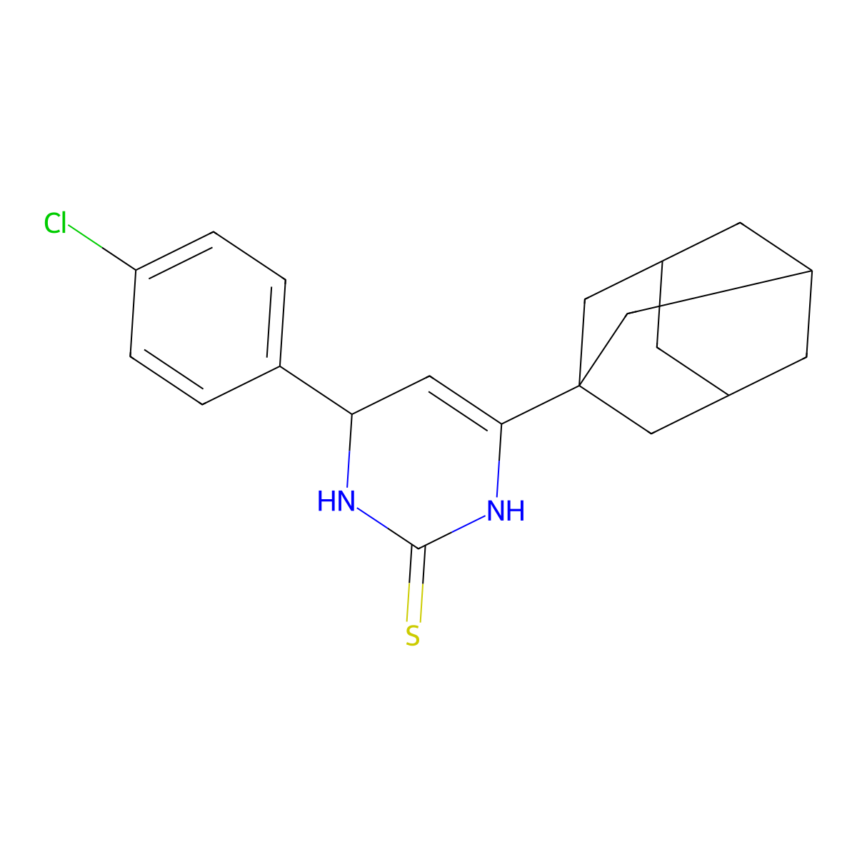 6-(1-adamantyl)-4-(4-chlorophenyl)-3,4-dihydro-1H-pyrimidine-2-thione molecular structure, CAS 667908-65-8