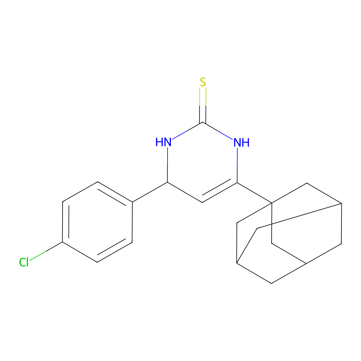6-(1-adamantyl)-4-(4-chlorophenyl)-3,4-dihydro-1H-pyrimidine-2-thione molecular structure, CAS 667908-65-8