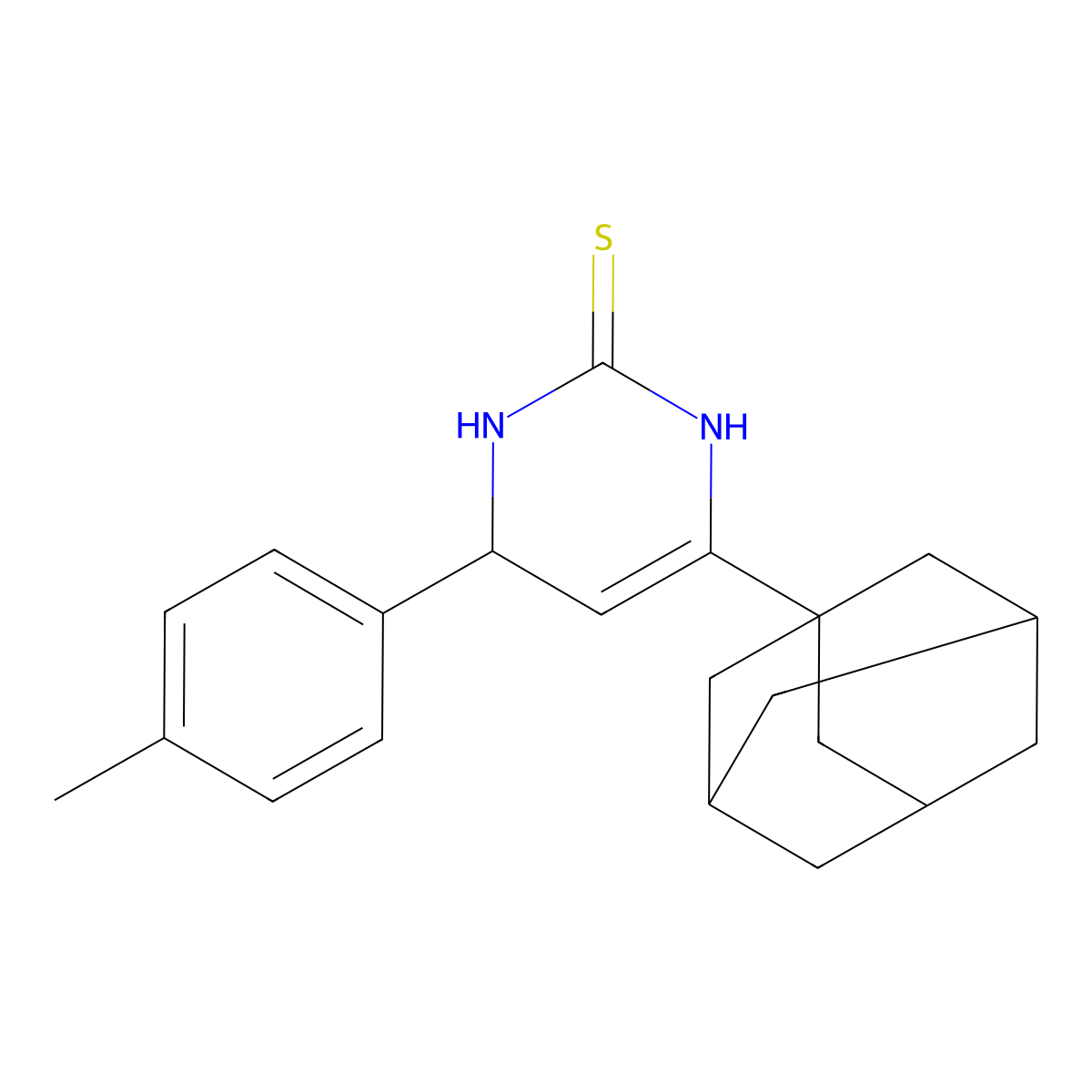6-(1-adamantyl)-4-(4-methylphenyl)-3,4-dihydro-1H-pyrimidine-2-thione molecular structure, CAS 667908-66-9