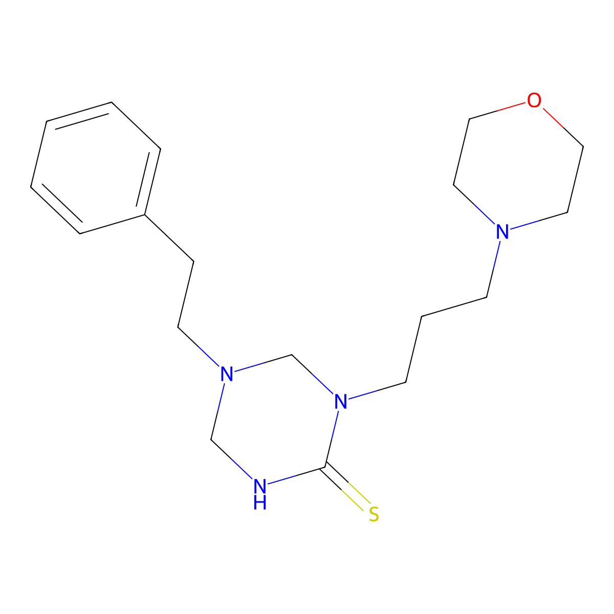 1-(3-Morpholin-4-ylpropyl)-5-(2-phenylethyl)-1,3,5-triazinane-2-thione molecular structure, CAS 667908-68-1