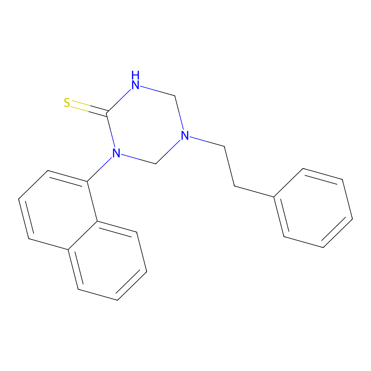 1-(1-Naphthyl)-5-(2-phenylethyl)-1,3,5-triazinane-2-thione molecular structure, CAS 667908-73-8