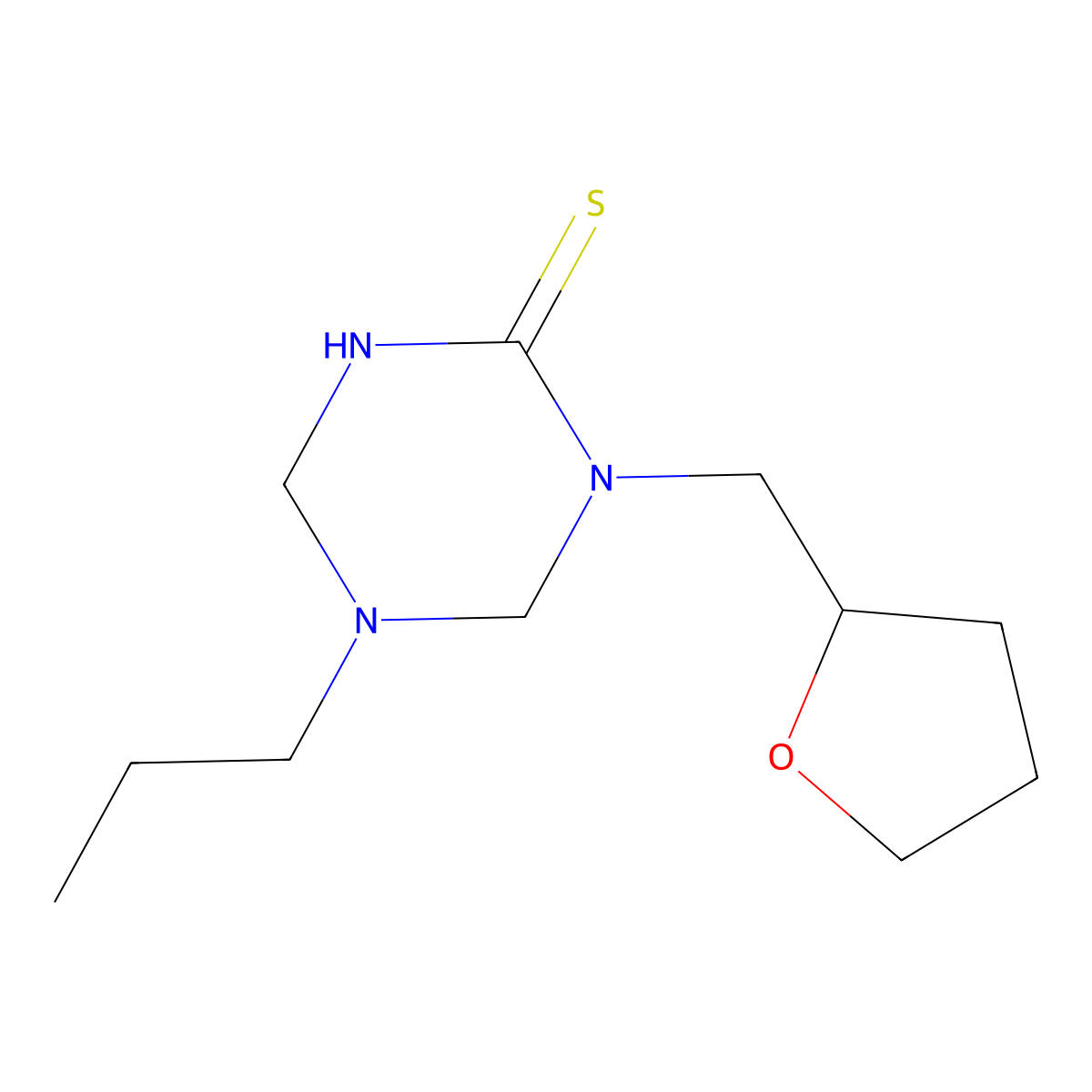 5-Propyl-1-(tetrahydro-2-furanylmethyl)-1,3,5-triazinane-2-thione molecular structure, CAS 667908-77-2