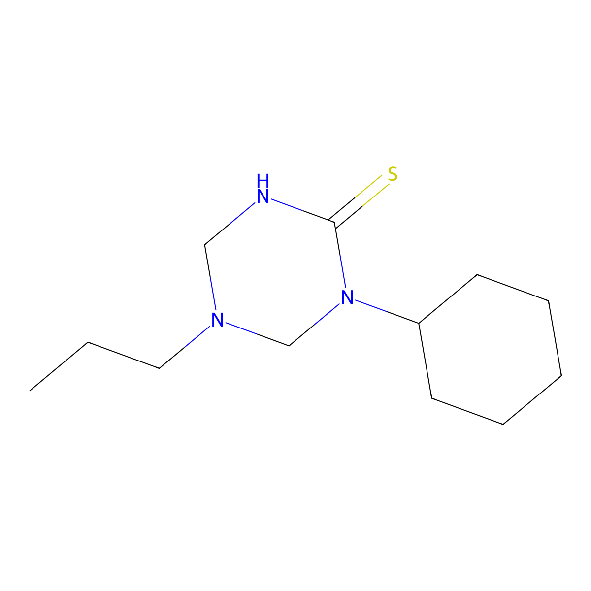 1-Cyclohexyl-5-propyl-1,3,5-triazinane-2-thione molecular structure, CAS 667908-78-3