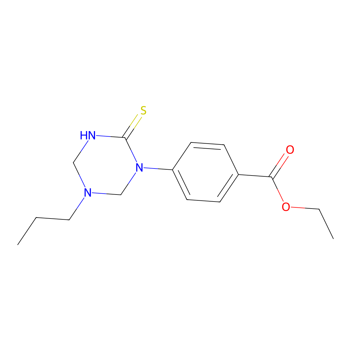 Ethyl 4-(5-propyl-2-thioxo-1,3,5-triazinan-1-yl)benzoate molecular structure, CAS 667908-79-4