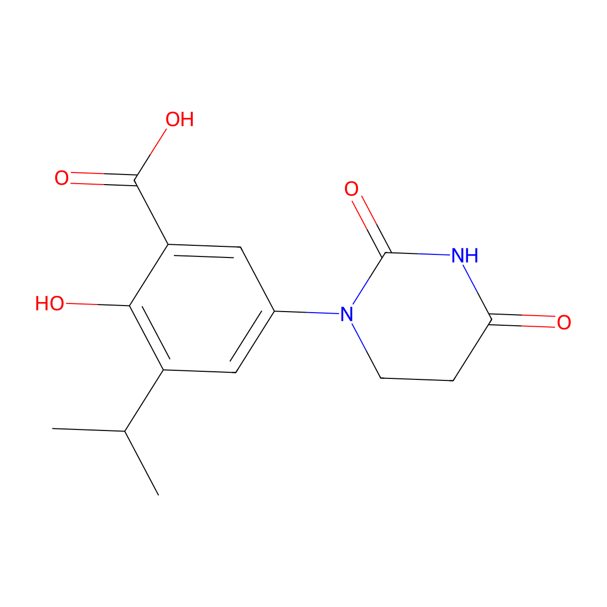 5-(2,4-dioxotetrahydro-1(2H)-pyrimidinyl)-2-hydroxy-3-isopropylbenzoic acid molecular structure, CAS 667908-94-3