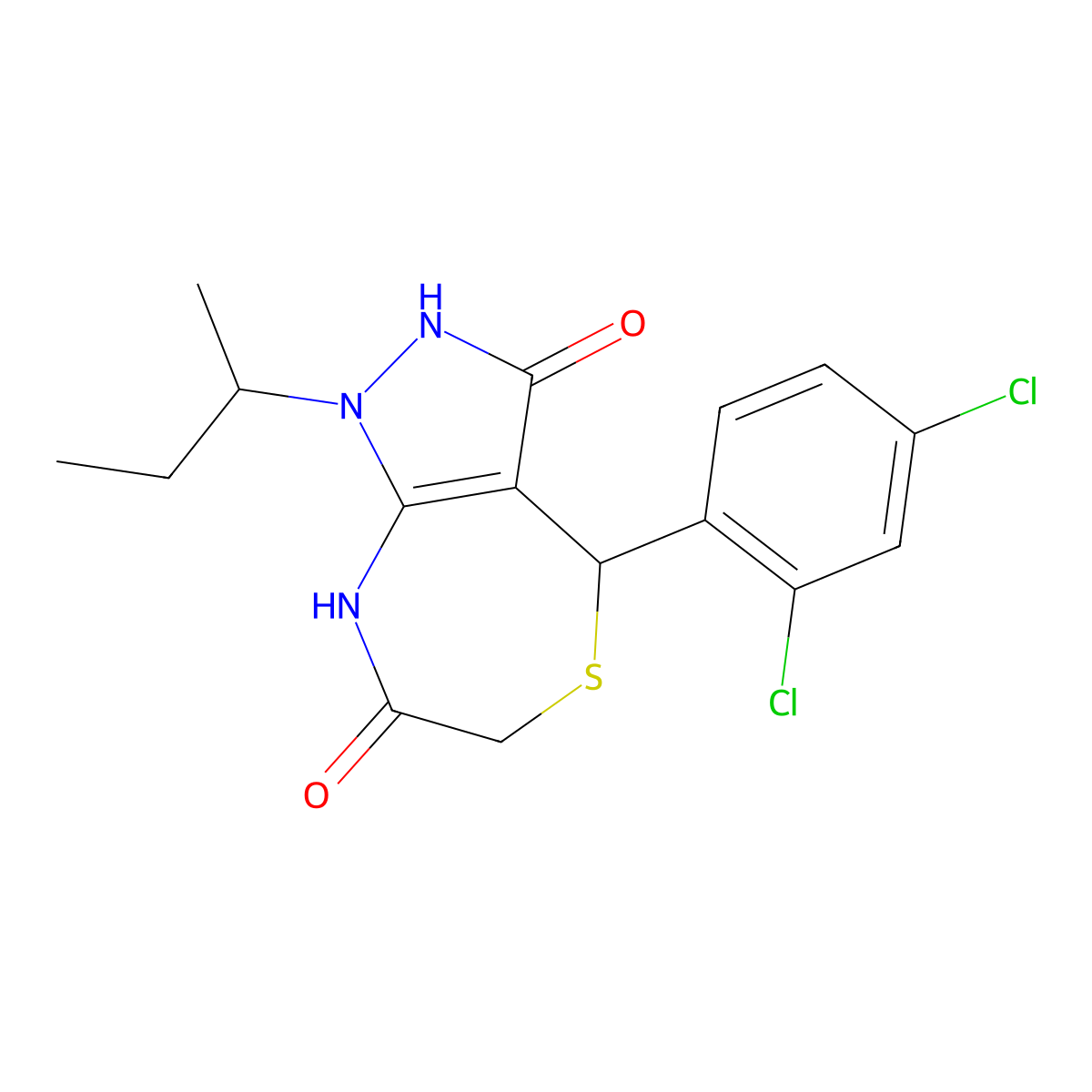 1-butan-2-yl-4-(2,4-dichlorophenyl)-4,8-dihydro-2H-pyrazolo[3,4-e][1,4]thiazepine-3,7-dione molecular structure, CAS 667909-58-2