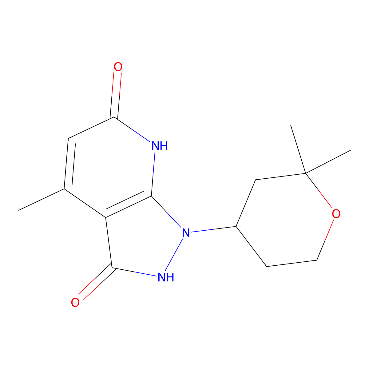 1-(2,2-Dimethyloxan-4-yl)-4-methyl-2,7-dihydropyrazolo[3,4-b]pyridine-3,6-dione molecular structure, CAS 667909-59-3