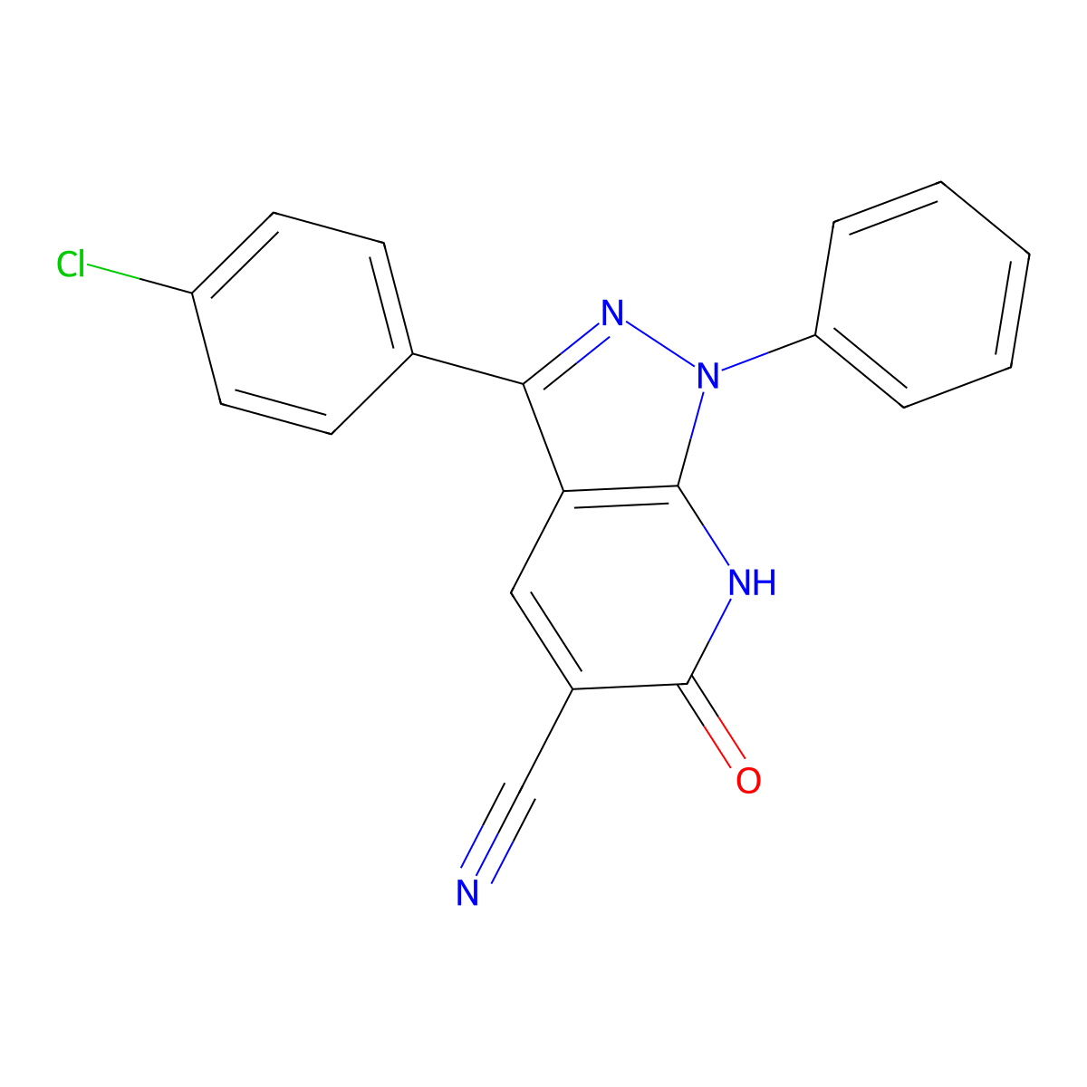 3-(4-chlorophenyl)-6-oxo-1-phenyl-7H-pyrazolo[5,4-b]pyridine-5-carbonitrile molecular structure, CAS 667909-97-9