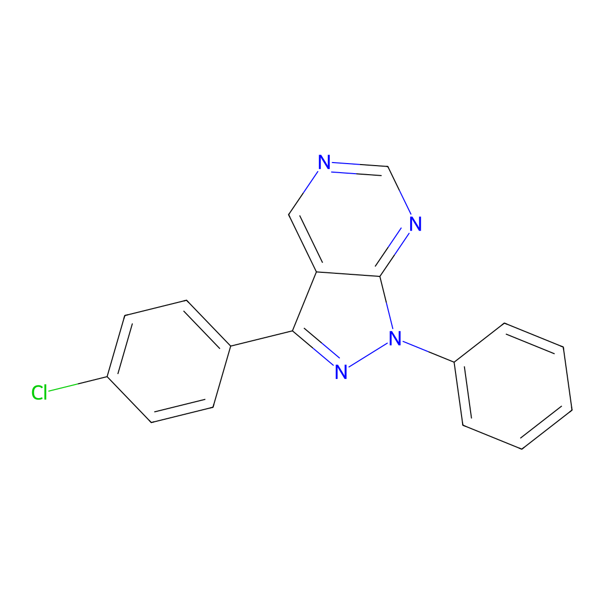 3-(4-Chlorophenyl)-1-phenyl-1H-pyrazolo[3,4-d]pyrimidine molecular structure, CAS 667909-99-1