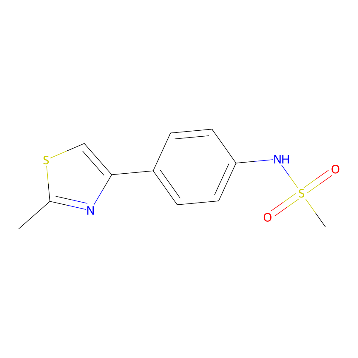 N-[4-(2-methyl-1,3-thiazol-4-yl)phenyl]methanesulfonamide molecular structure, CAS 667910-38-5