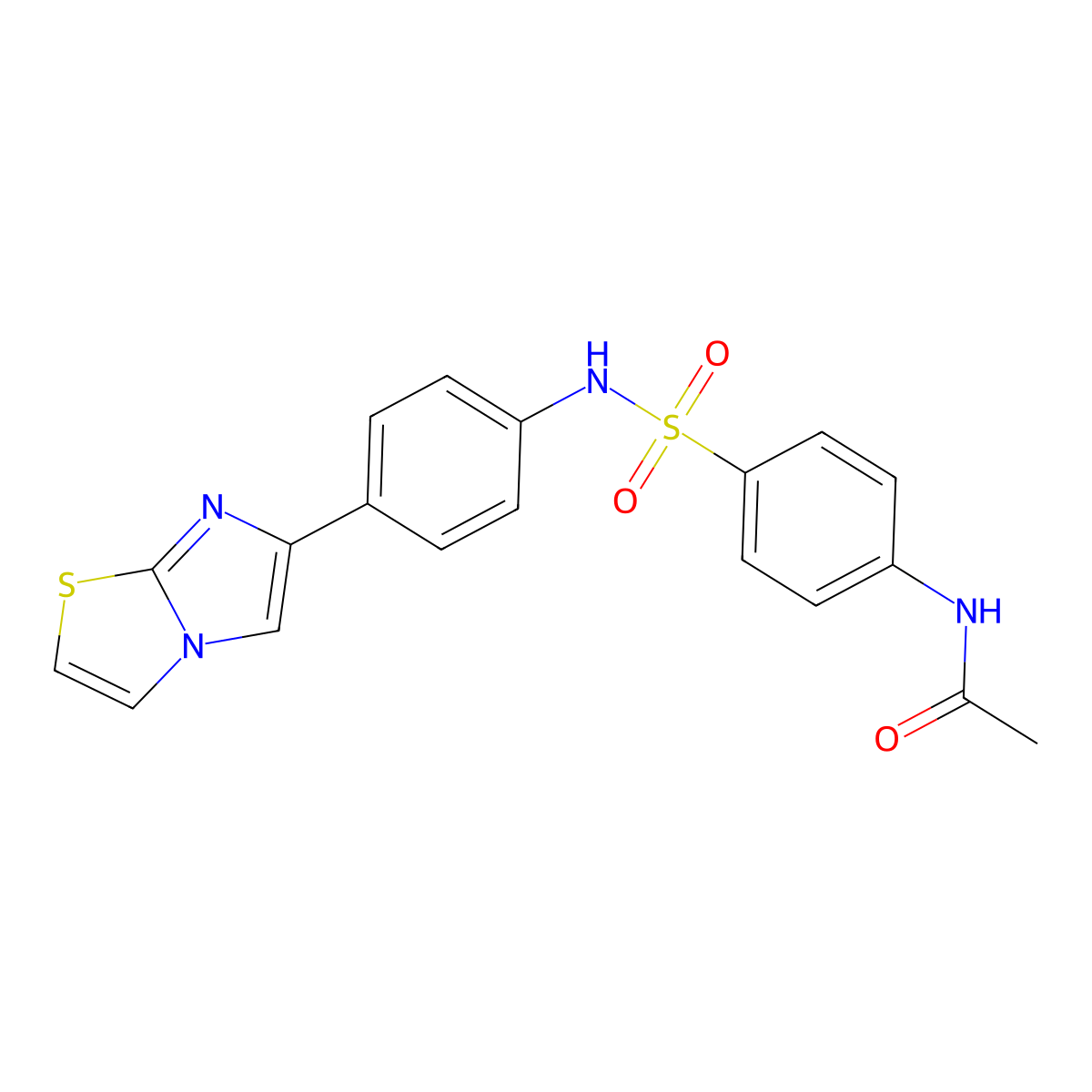 N-[4-[(4-imidazo[2,1-b][1,3]thiazol-6-ylphenyl)sulfamoyl]phenyl]acetamide molecular structure, CAS 667910-42-1