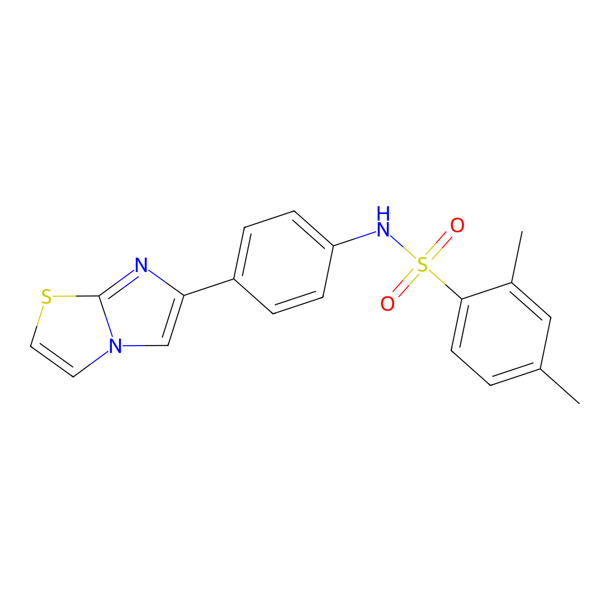 N-(4-imidazo[2,1-b][1,3]thiazol-6-ylphenyl)-2,4-dimethylbenzenesulfonamide molecular structure, CAS 667910-43-2
