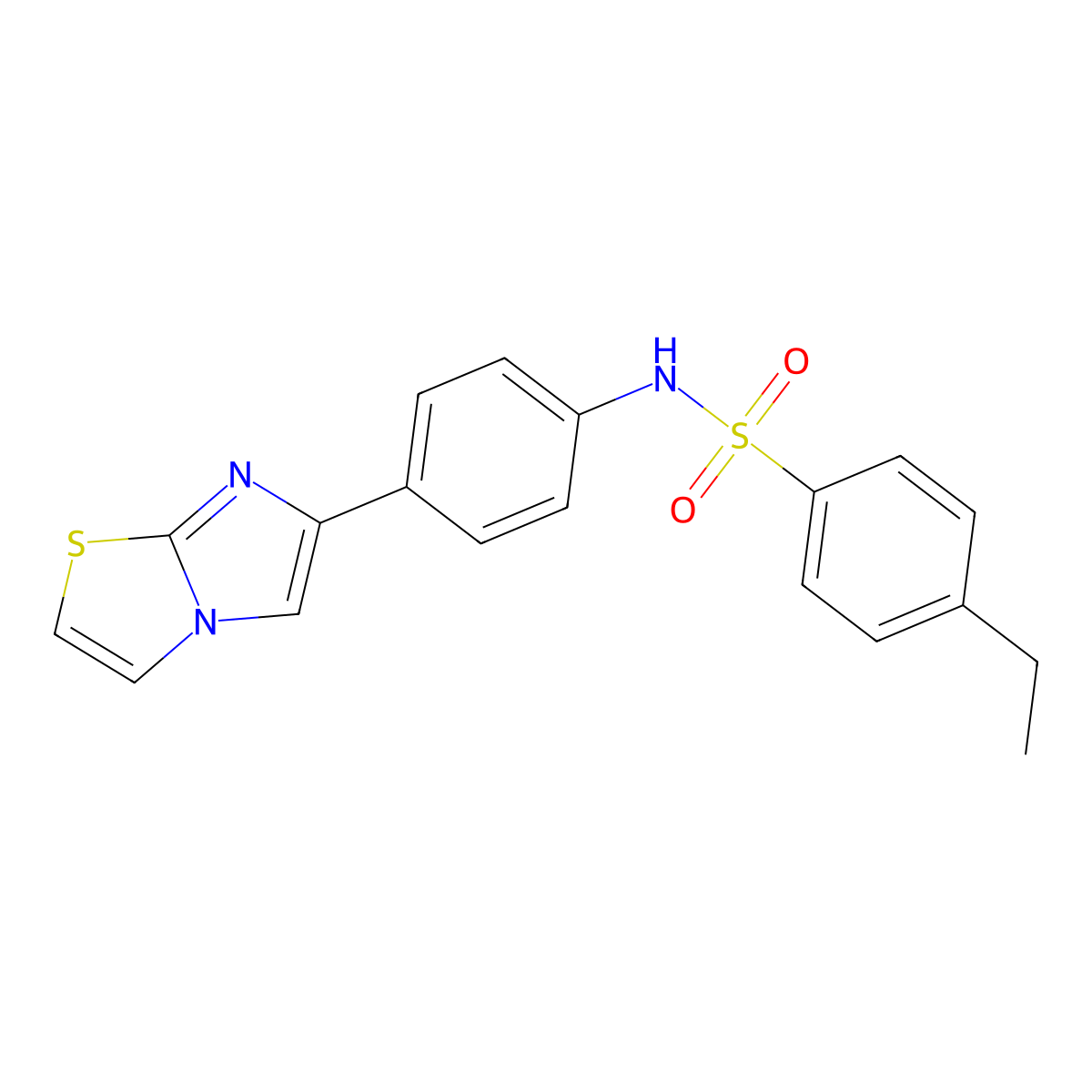 4-ethyl-N-(4-imidazo[2,1-b][1,3]thiazol-6-ylphenyl)benzenesulfonamide molecular structure, CAS 667910-44-3