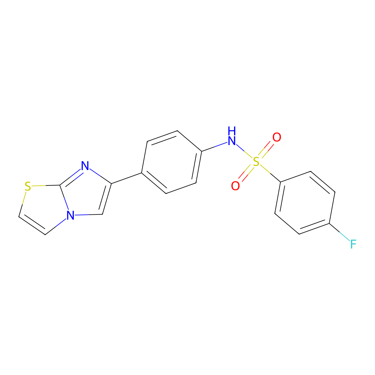 4-fluoro-N-(4-imidazo[2,1-b][1,3]thiazol-6-ylphenyl)benzenesulfonamide molecular structure, CAS 667910-46-5
