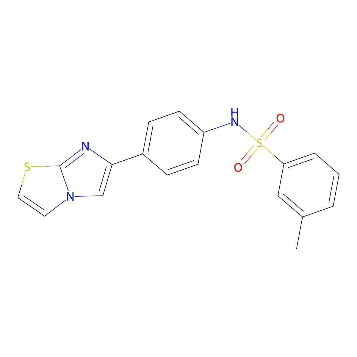 N-(4-imidazo[2,1-b][1,3]thiazol-6-ylphenyl)-3-methylbenzenesulfonamide molecular structure, CAS 667910-53-4