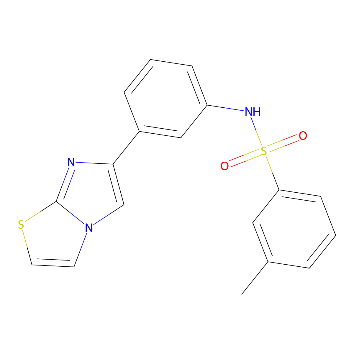 N-(3-imidazo[2,1-b][1,3]thiazol-6-ylphenyl)-3-methylbenzenesulfonamide molecular structure, CAS 667910-58-9