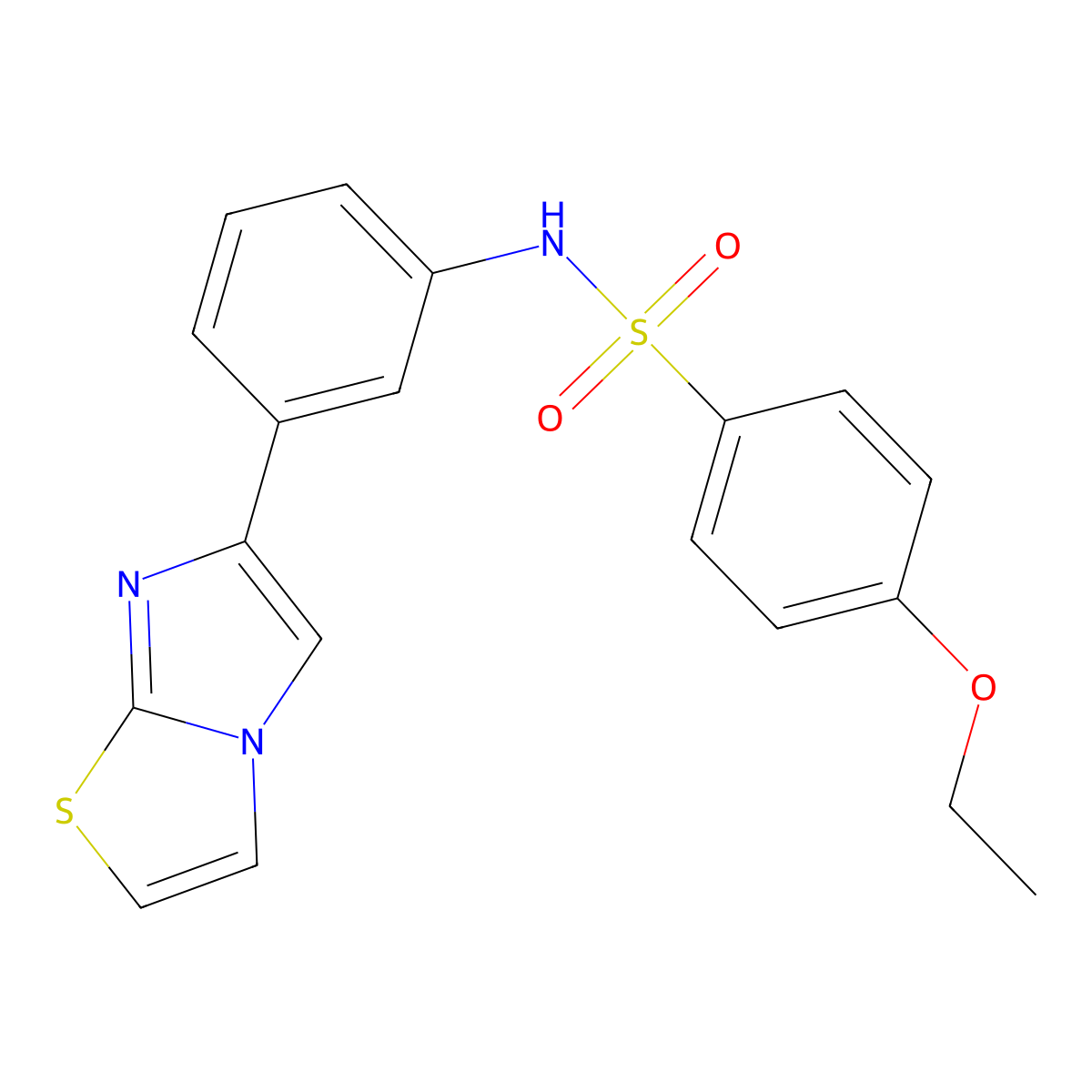 4-ethoxy-N-(3-imidazo[2,1-b][1,3]thiazol-6-ylphenyl)benzenesulfonamide molecular structure, CAS 667910-61-4