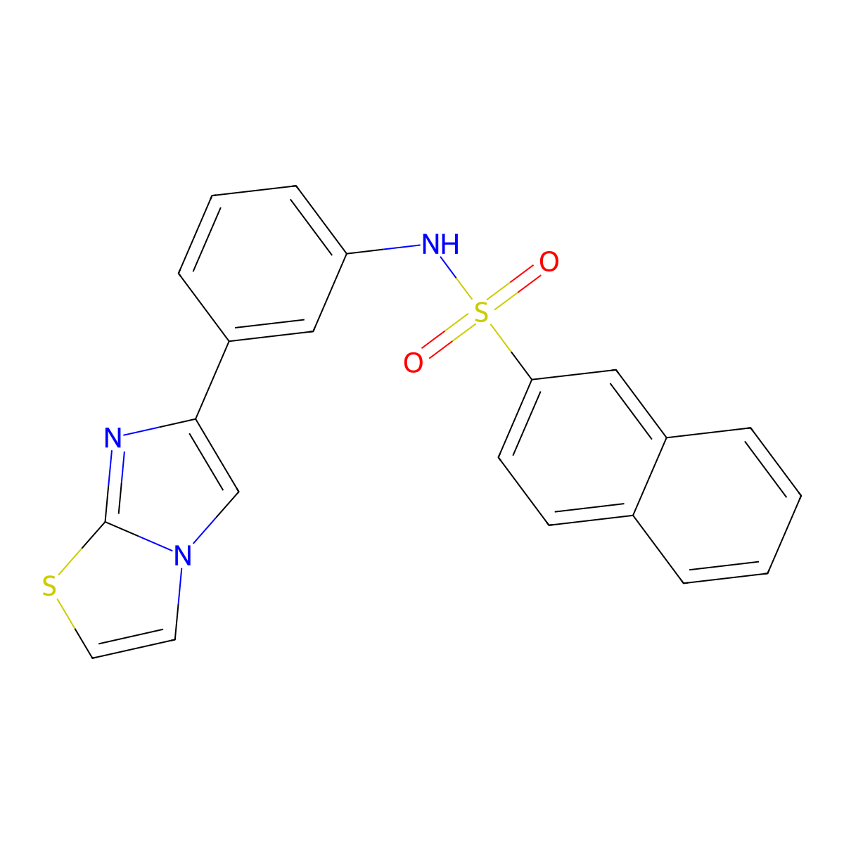 N-(3-imidazo[2,1-b][1,3]thiazol-6-ylphenyl)naphthalene-2-sulfonamide molecular structure, CAS 667910-62-5