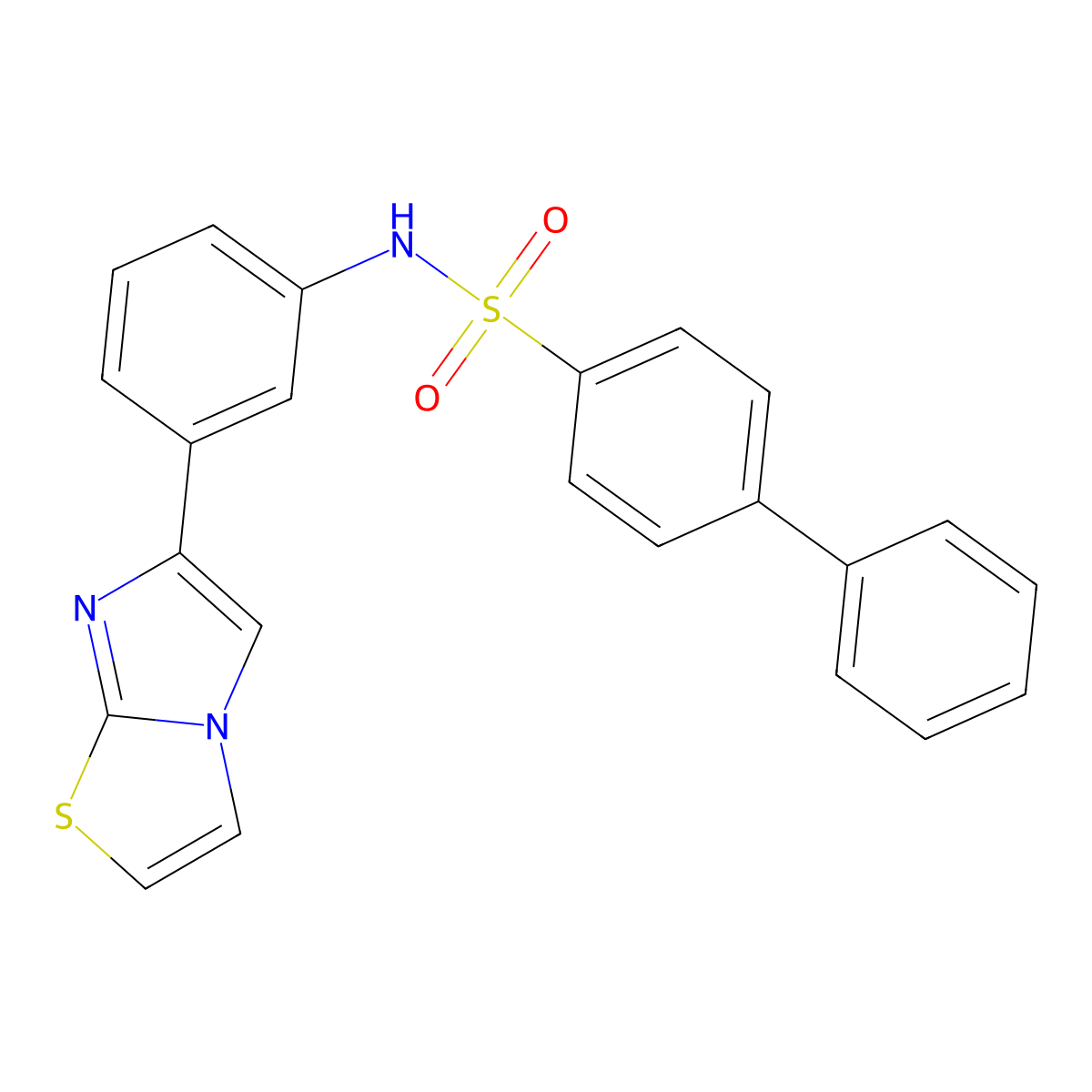 N-(3-imidazo[2,1-b][1,3]thiazol-6-ylphenyl)-4-phenylbenzenesulfonamide molecular structure, CAS 667910-63-6