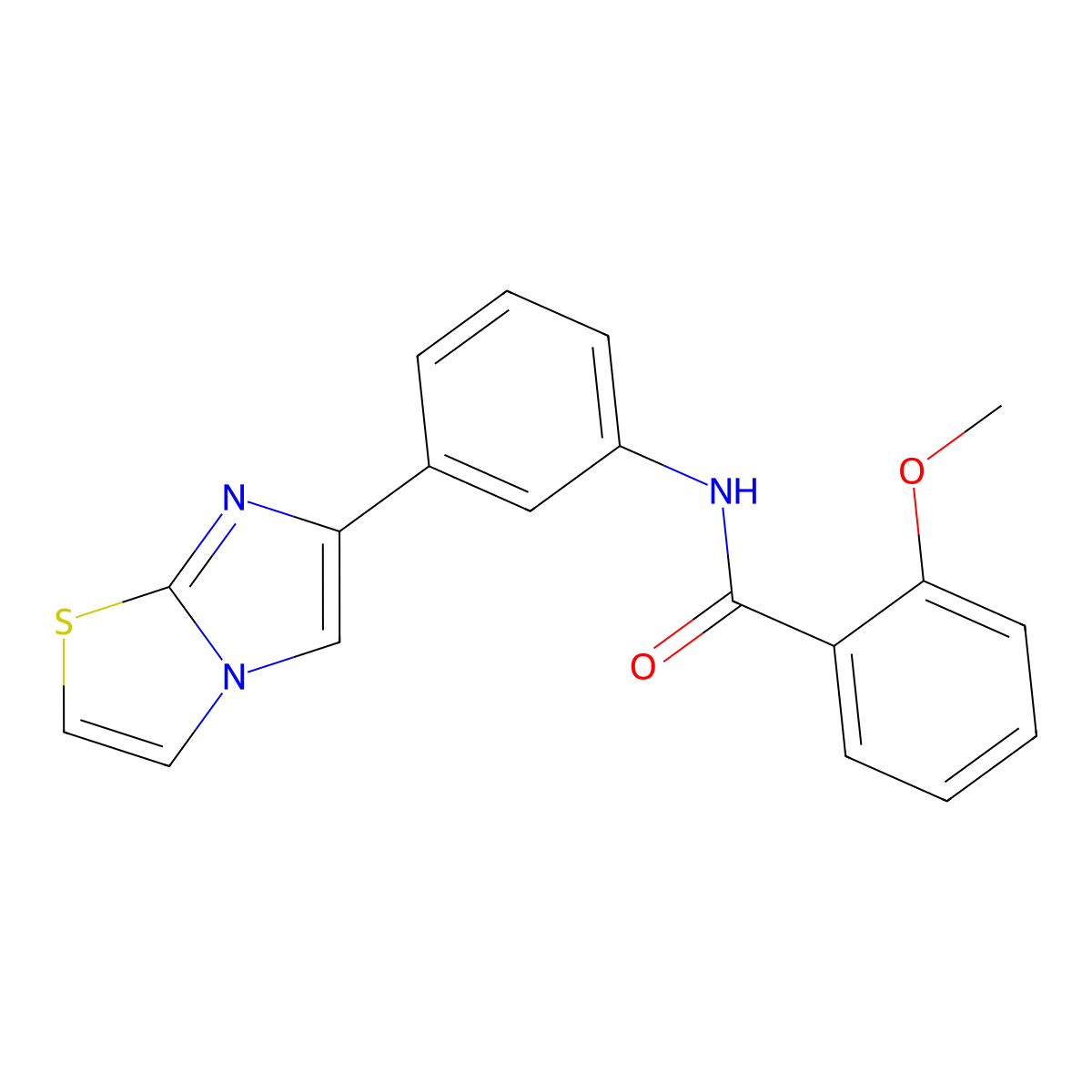 N-(3-(imidazo[2,1-b]thiazol-6-yl)phenyl)-2-methoxybenzamide molecular structure, CAS 667910-69-2