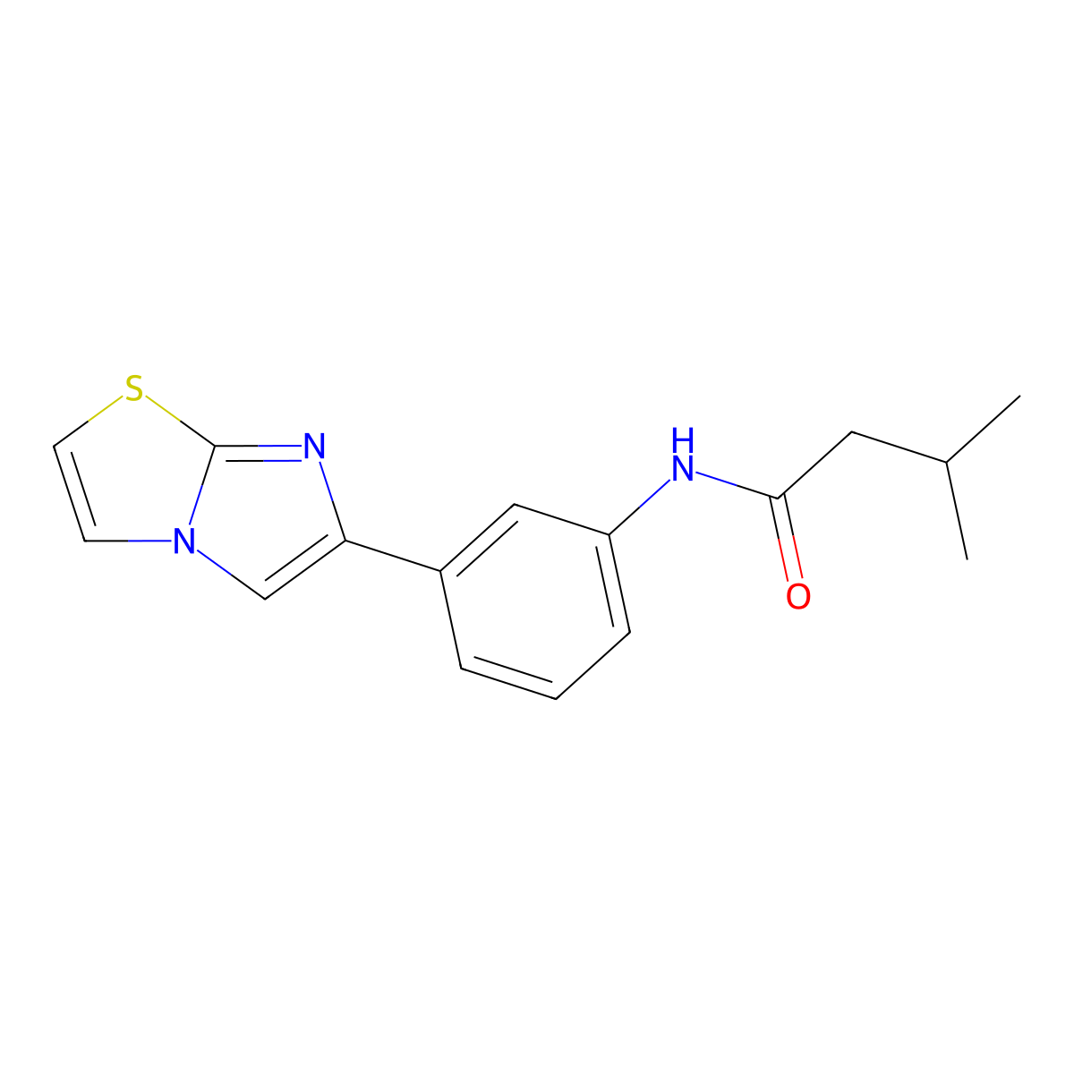 N-(3-imidazo[2,1-b][1,3]thiazol-6-ylphenyl)-3-methylbutanamide molecular structure, CAS 667910-71-6