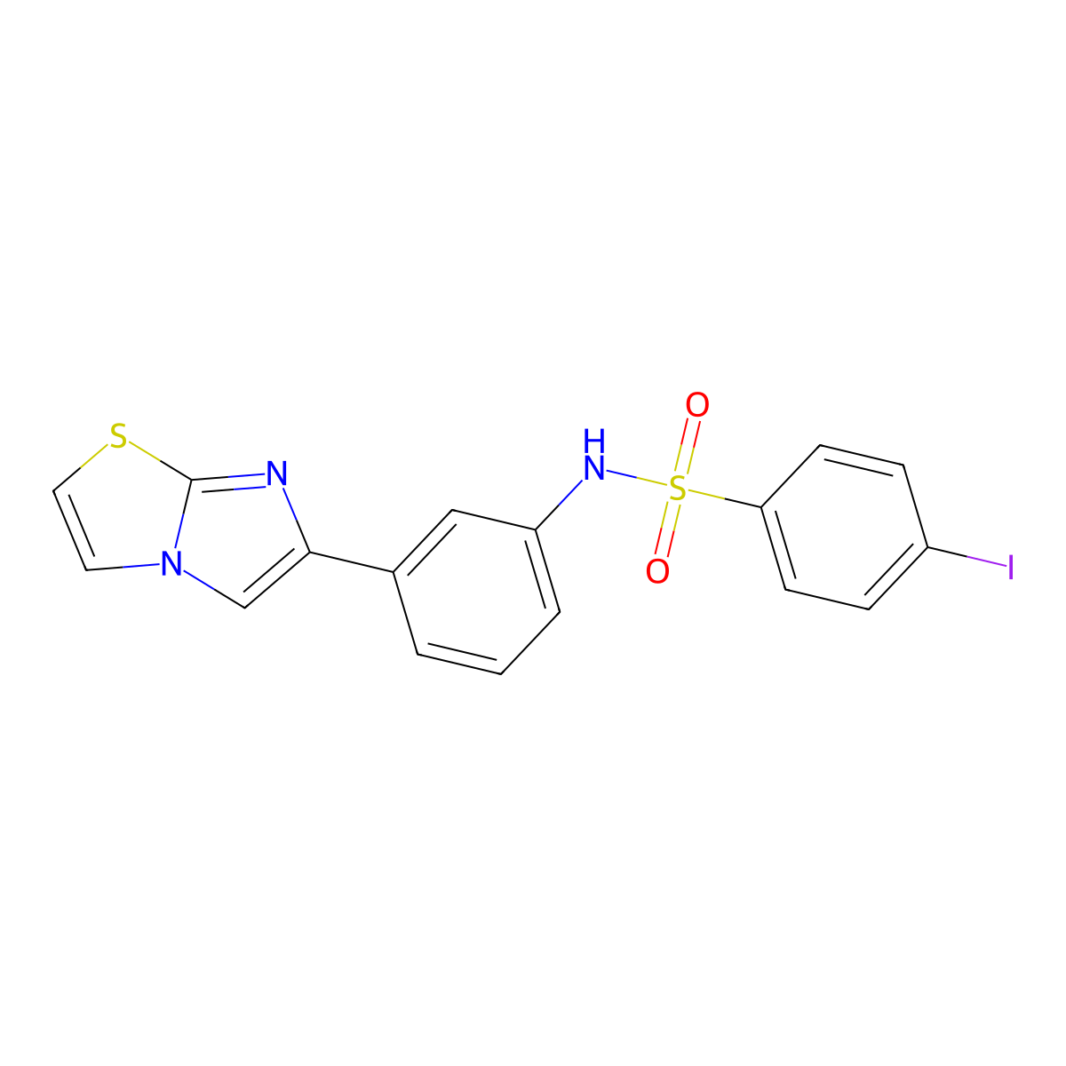 N-(3-imidazo[2,1-b][1,3]thiazol-6-ylphenyl)-4-iodobenzenesulfonamide molecular structure, CAS 667910-78-3