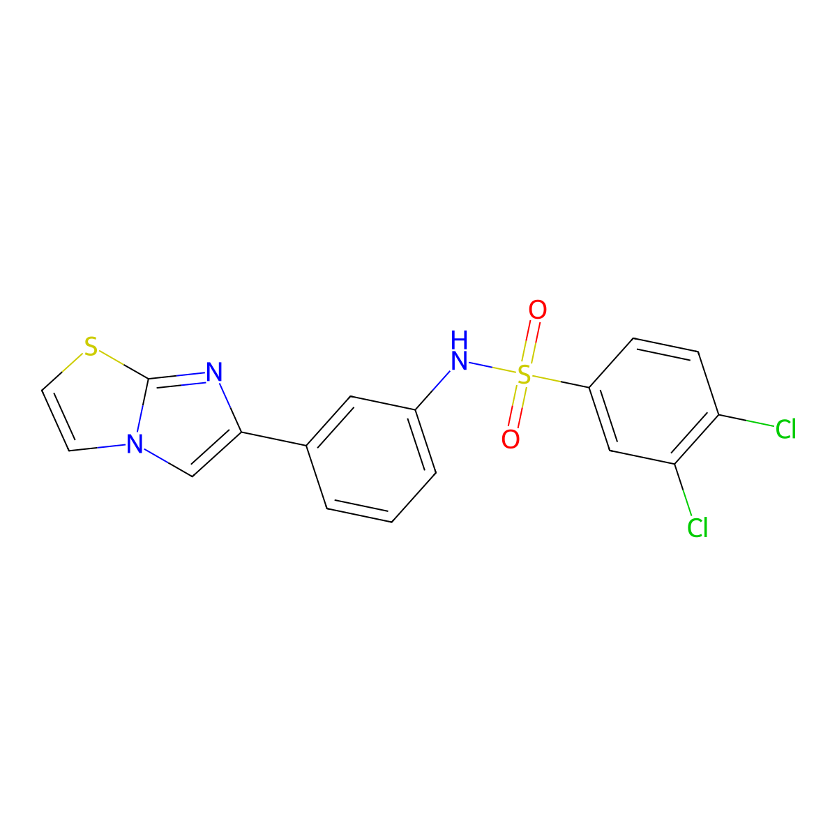 3,4-dichloro-N-(3-imidazo[2,1-b][1,3]thiazol-6-ylphenyl)benzenesulfonamide molecular structure, CAS 667910-79-4