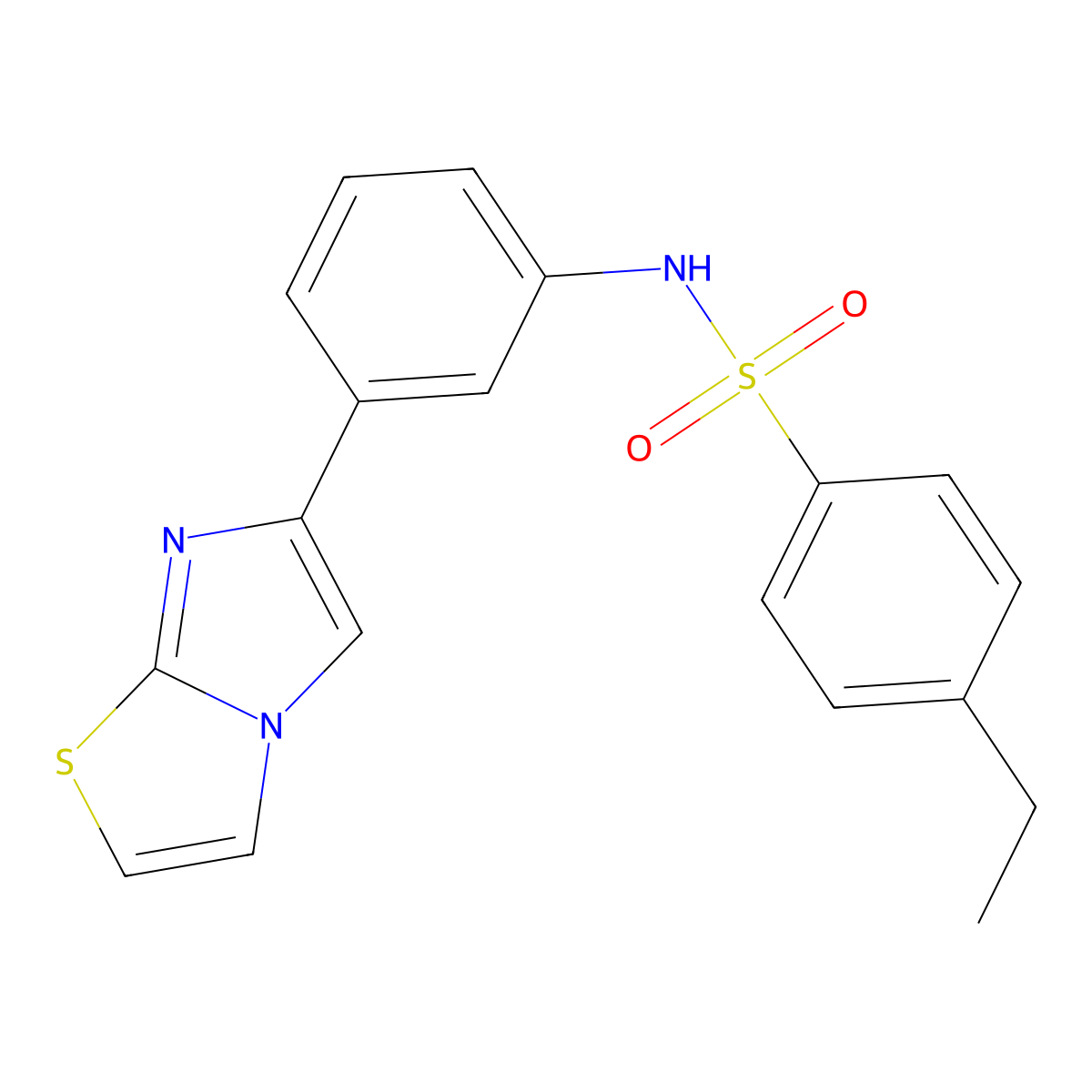 4-ethyl-N-(3-imidazo[2,1-b][1,3]thiazol-6-ylphenyl)benzenesulfonamide molecular structure, CAS 667910-80-7
