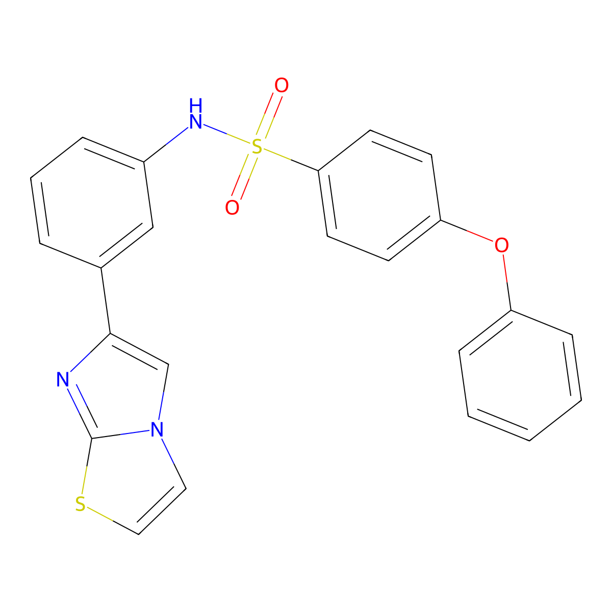 N-(3-imidazo[2,1-b][1,3]thiazol-6-ylphenyl)-4-phenoxybenzenesulfonamide molecular structure, CAS 667910-81-8