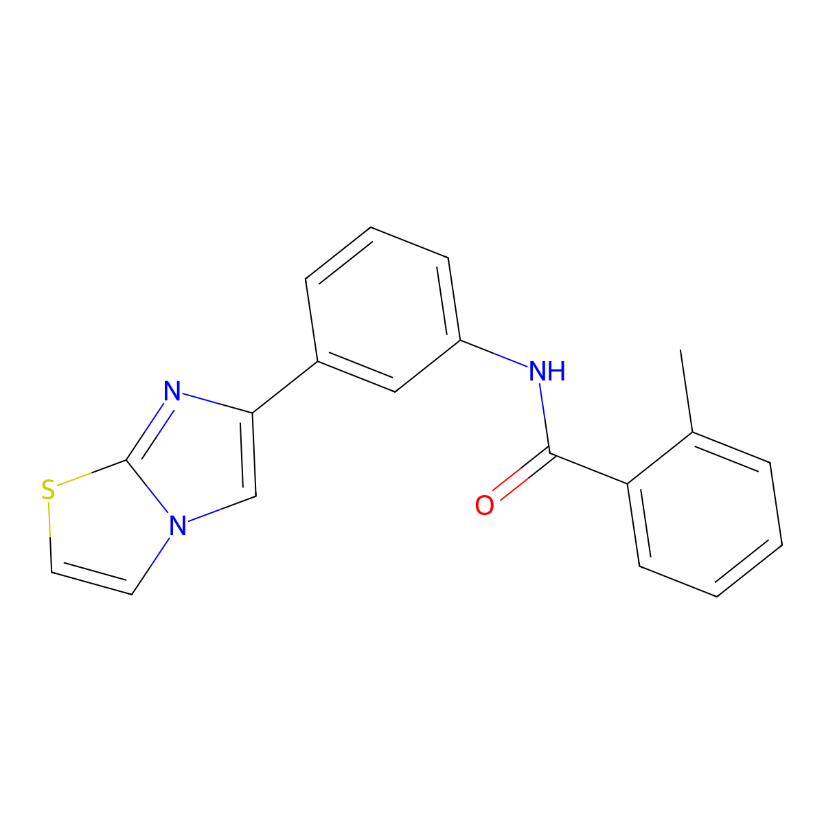 N-(3-imidazo[2,1-b][1,3]thiazol-6-ylphenyl)-2-methylbenzamide molecular structure, CAS 667910-87-4