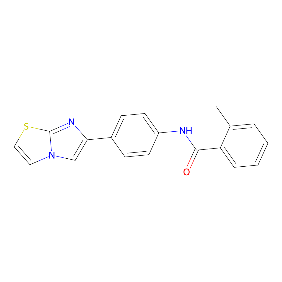 N-(4-imidazo[2,1-b][1,3]thiazol-6-ylphenyl)-2-methylbenzamide molecular structure, CAS 667910-92-1