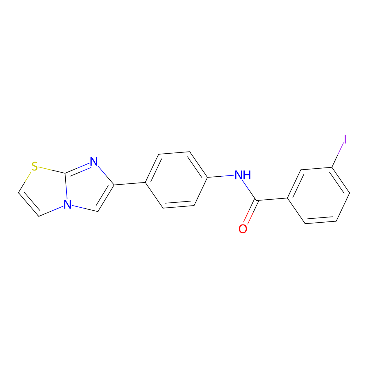 N-(4-imidazo[2,1-b][1,3]thiazol-6-ylphenyl)-3-iodobenzamide molecular structure, CAS 667910-95-4