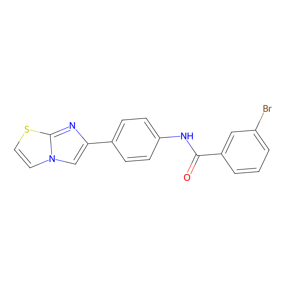 3-bromo-N-(4-imidazo[2,1-b][1,3]thiazol-6-ylphenyl)benzamide molecular structure, CAS 667910-98-7