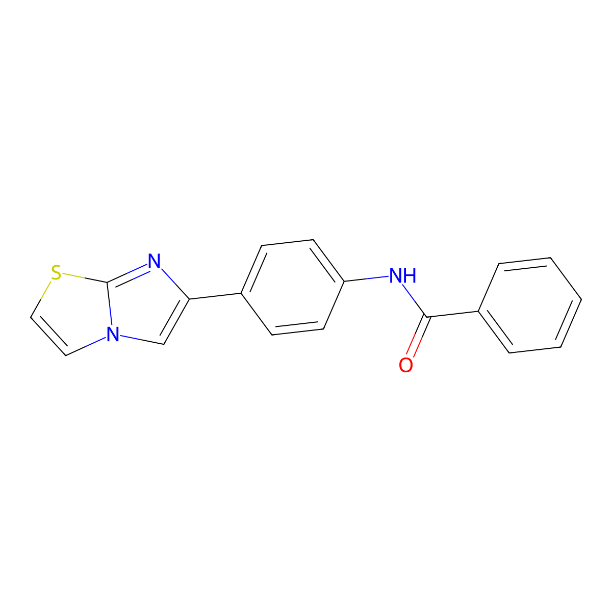 N-(4-imidazo[2,1-b][1,3]thiazol-6-ylphenyl)benzamide molecular structure, CAS 667910-99-8