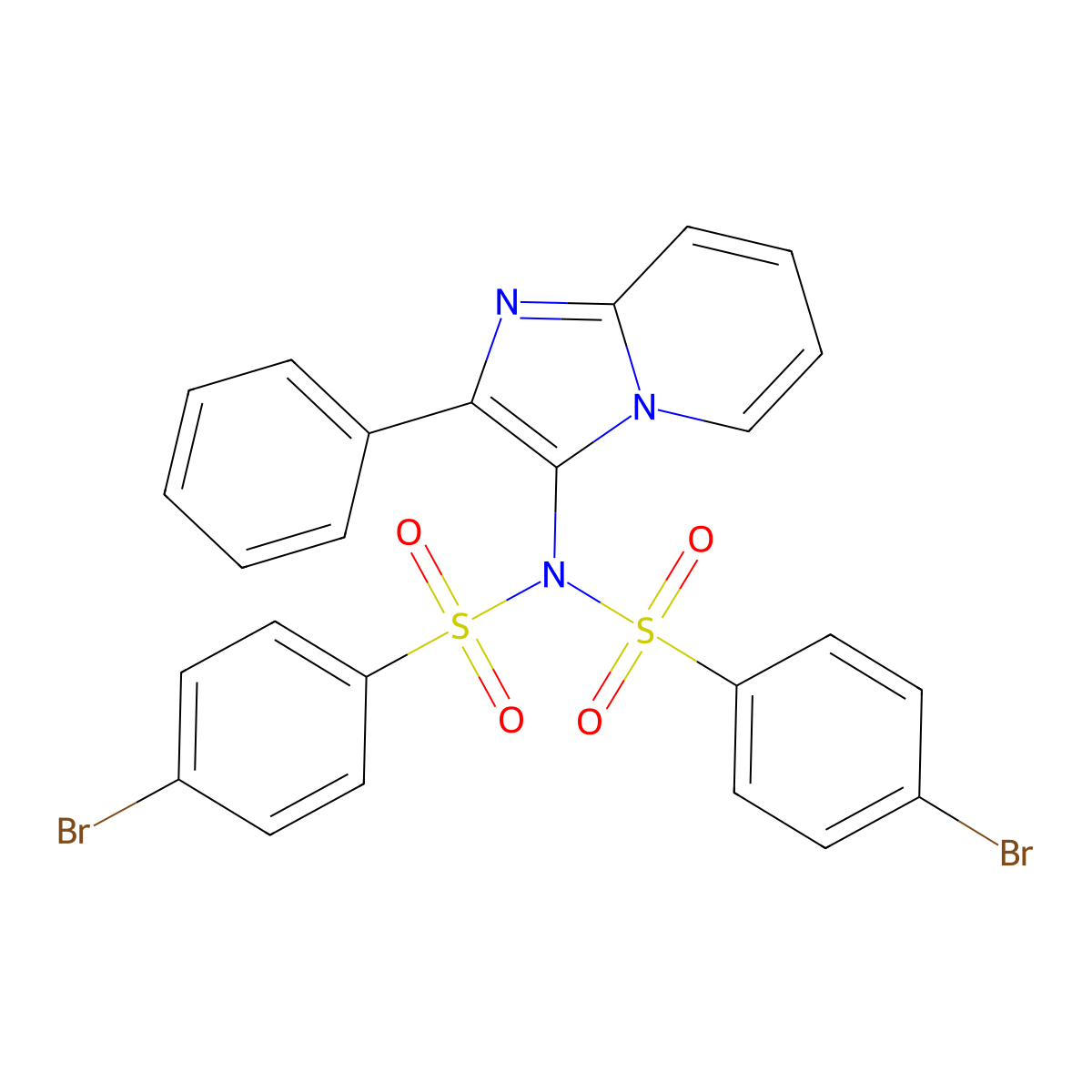 4-bromo-N-[(4-bromophenyl)sulfonyl]-N-(2-phenylimidazo[1,2-a]pyridin-3-yl)benzenesulfonamide molecular structure, CAS 667911-05-9