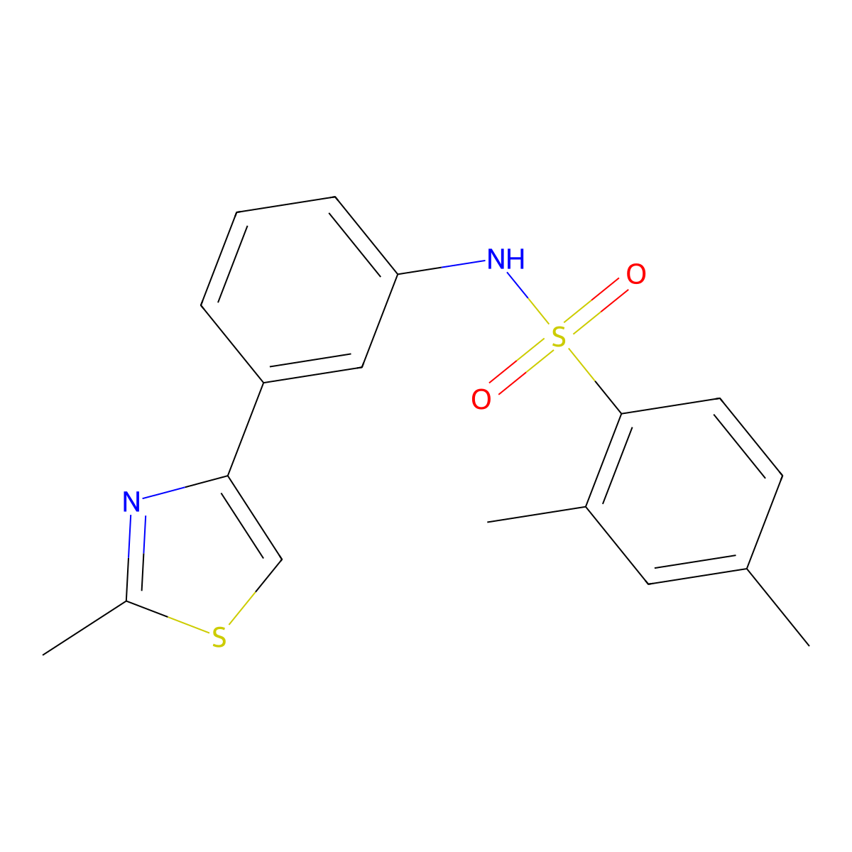 2,4-dimethyl-N-[3-(2-methyl-1,3-thiazol-4-yl)phenyl]benzenesulfonamide molecular structure, CAS 667911-09-3
