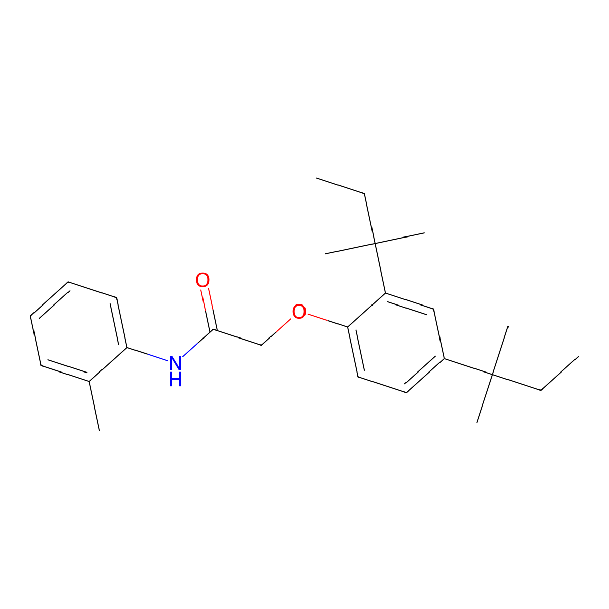 2-(2,4-ditert-pentylphenoxy)-N-(2-methylphenyl)acetamide molecular structure, CAS 667911-12-8