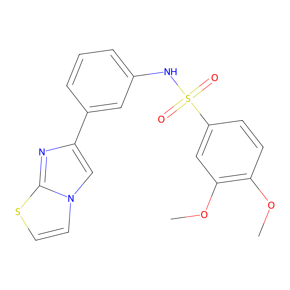 N-(3-imidazo[2,1-b][1,3]thiazol-6-ylphenyl)-3,4-dimethoxybenzenesulfonamide molecular structure, CAS 667911-41-3