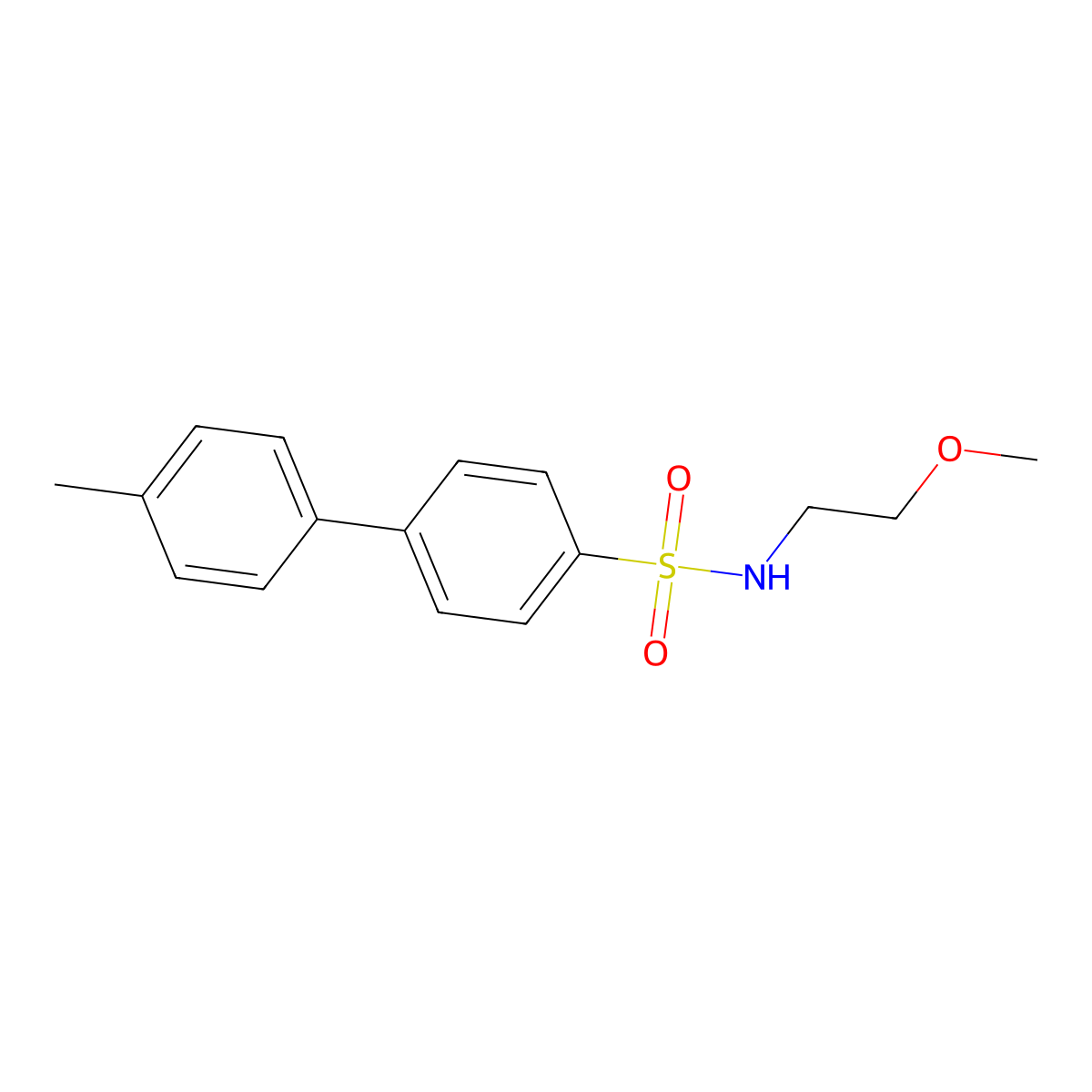N-(2-methoxyethyl)-4'-methyl-[1,1'-biphenyl]-4-sulfonamide molecular structure, CAS 667911-75-3