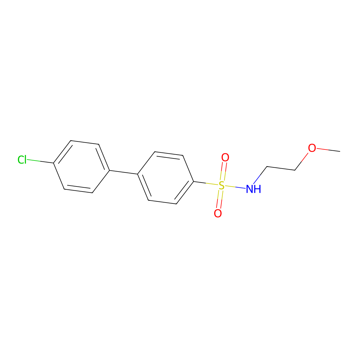 4'-chloro-N-(2-methoxyethyl)-[1,1'-biphenyl]-4-sulfonamide molecular structure, CAS 667911-77-5
