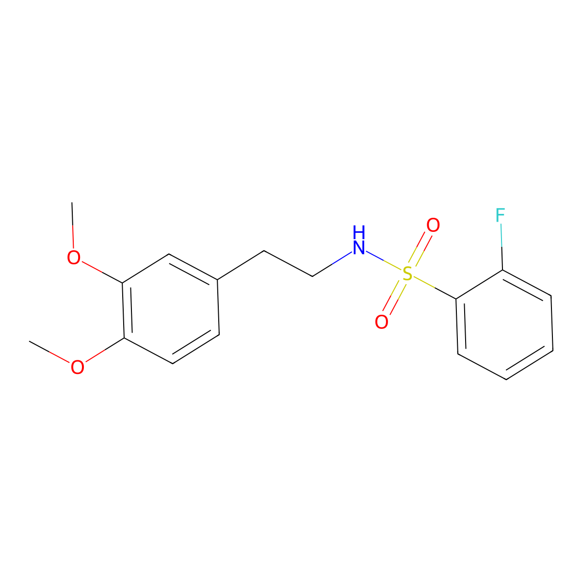 N-(3,4-dimethoxyphenethyl)-2-fluorobenzenesulfonamide molecular structure, CAS 667911-87-7