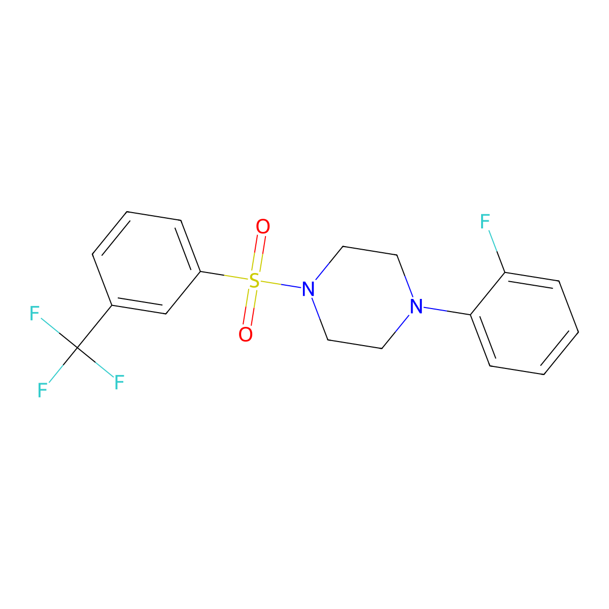 1-(2-Fluorophenyl)-4-{[3-(trifluoromethyl)phenyl]sulfonyl}piperazine molecular structure, CAS 667911-93-5