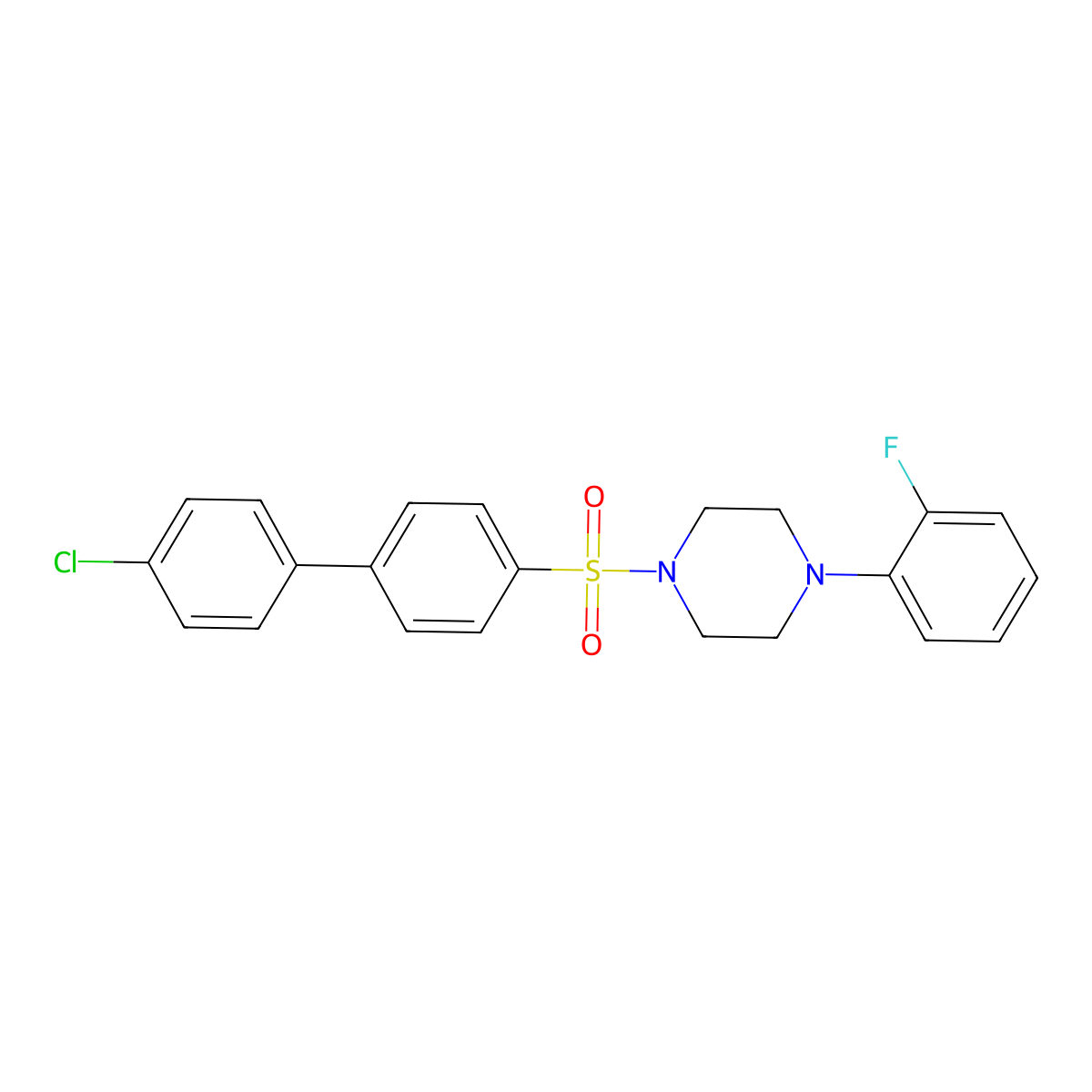 1-((4'-Chloro-[1,1'-biphenyl]-4-yl)sulfonyl)-4-(2-fluorophenyl)piperazine molecular structure, CAS 667911-95-7