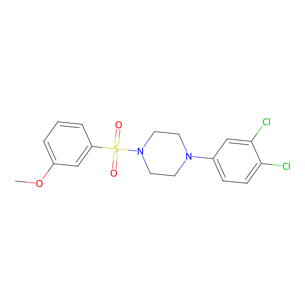 1-(3,4-Dichlorophenyl)-4-((3-methoxyphenyl)sulfonyl)piperazine molecular structure, CAS 667912-01-8