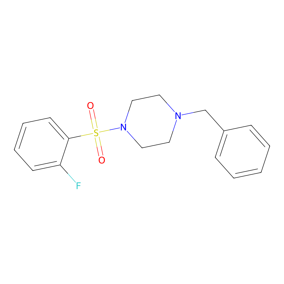 1-Benzyl-4-((2-fluorophenyl)sulfonyl)piperazine molecular structure, CAS 667912-07-4